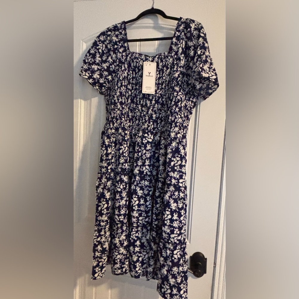 #C036 NWT Younrui Navy/White Sundress, Size 2XL,  fits like a 1XL